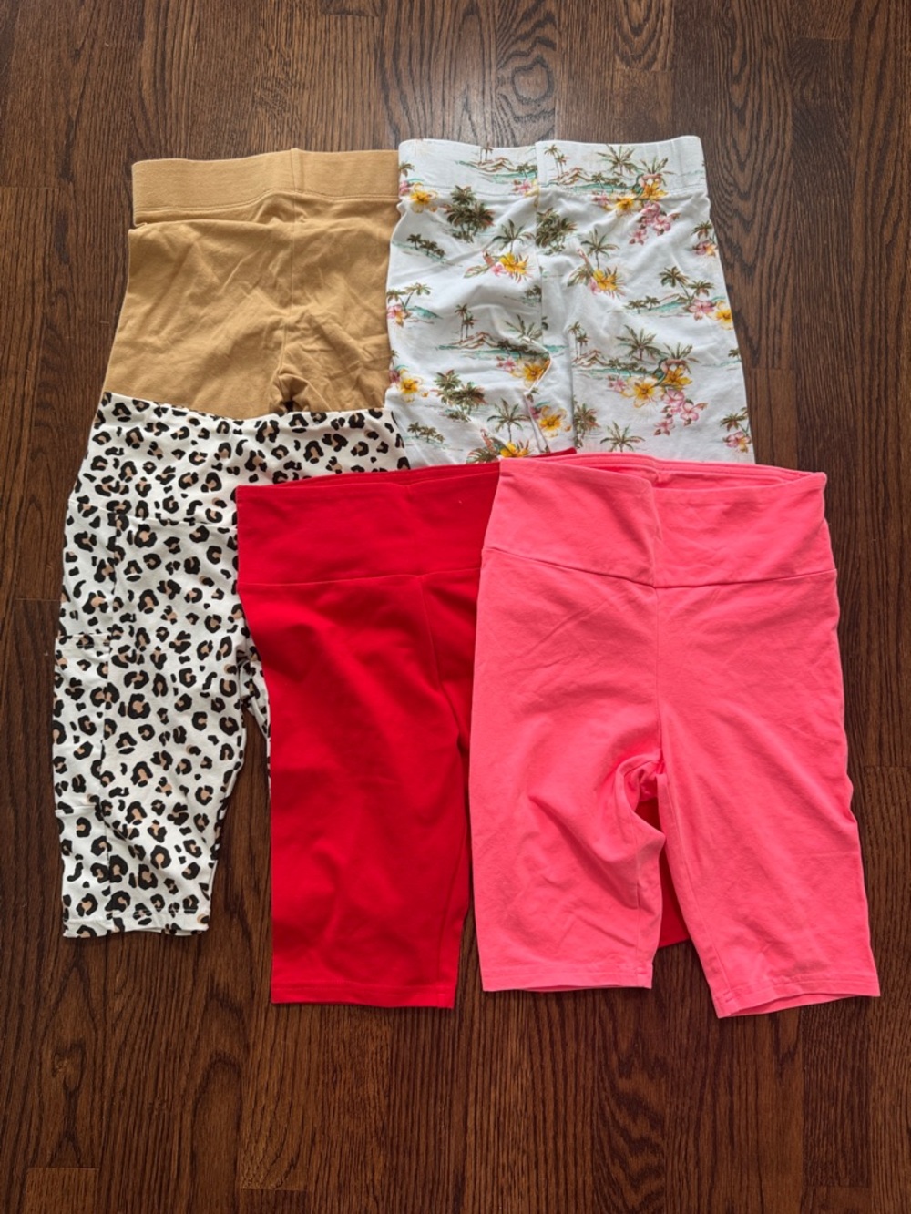 🦄🦄 BIKE SHORTS BUNDLE - Pink, Red, Tan, White Floral, Leopard (5-Pack)
